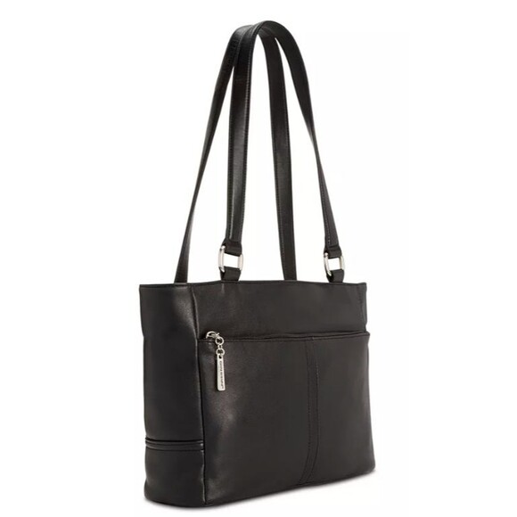 GIANI BERNINI Nappa Classic Black Leather Tote Bag Zip Top Purse NWT $129.50 - Picture 4 of 6